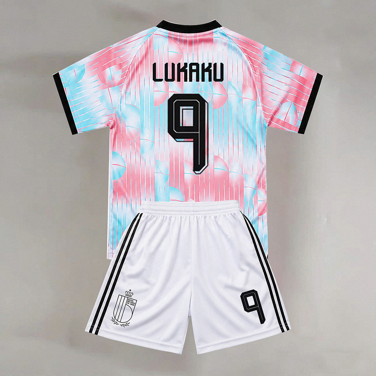 Romelu Lukaku #9 — Soccer Kit Belgium Blue and Pink